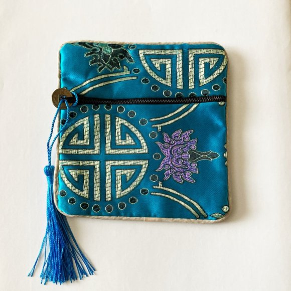3/30 Ethnic Blue Tassel Coin Bag - Picture 2 of 6